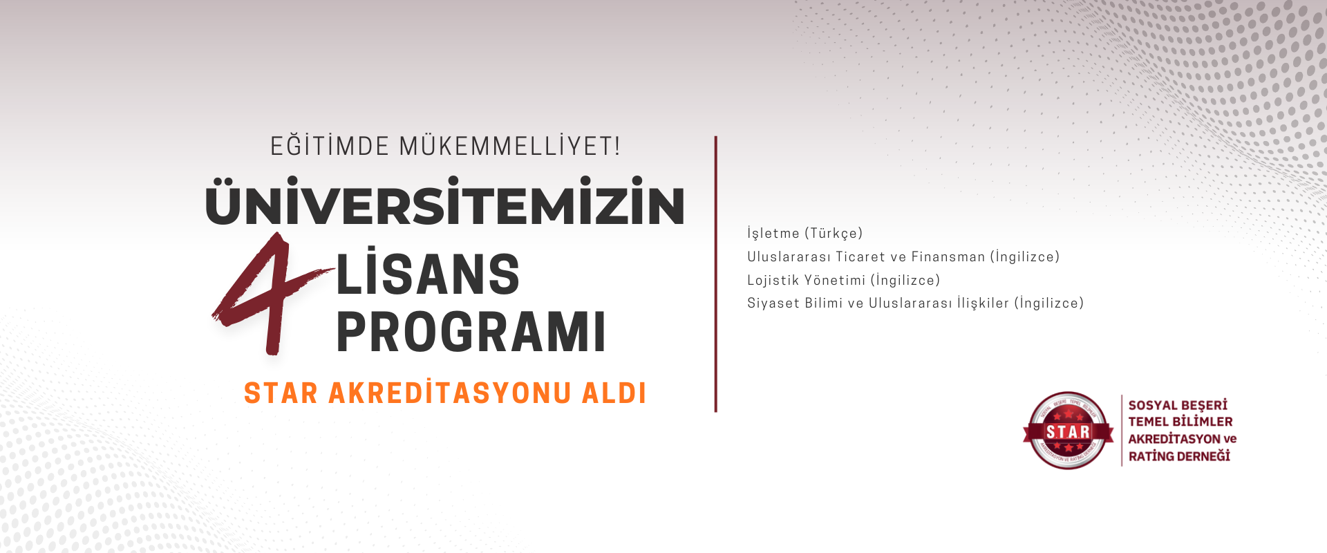 Eğitimde Mükemmeliyet: Üniversitemizin 4 Lisans Programı Star Akreditasyonu Aldı